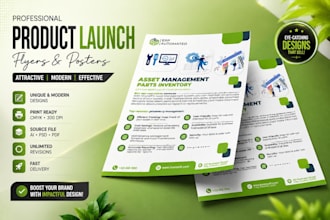 design product launch flyers or promotional posters