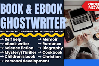 romance memoir biography children self help cook book ebook writer ghostwriter
