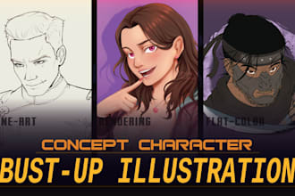 do any style, concept bustup illustration