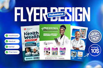 design flyer for healthcare, medical, dental and pharmacy