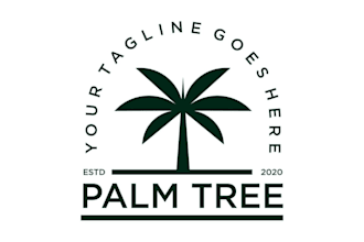 design elegant and powerful palm tree beach logo with custom concept