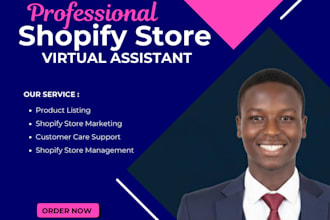 manage your shopify store with product setup, orders, and marketing support