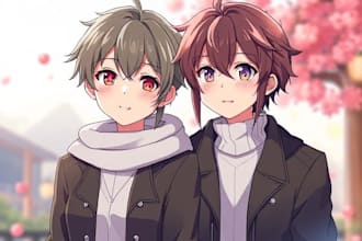 draw cool anime couple for you