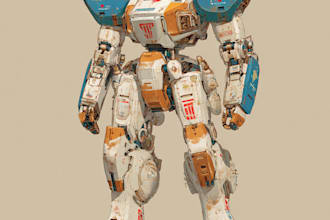 illustrate powerful mecha illustrations with strong anatomy
