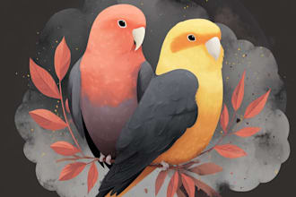 draw an animal and botanical illustration