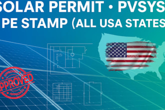do USA solar permit, pvsyst, and engineering pe stamp for ca, tx, fl, az, nj