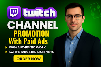 do professional twitch channel promotion to get 20,000 followers, listeners fast