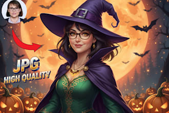 create a custom halloween witch portrait from your photo