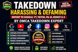 takedown harassing remove copyright mass report facebook instagram youtube dmca