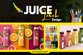 create a drink label design juice label, water label, can label, sport drink