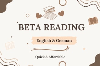 beta read your gay romance or omegaverse story in english or german