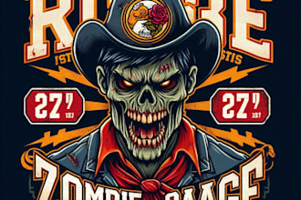 design high quality zombie rage mascot logo with t shirt design