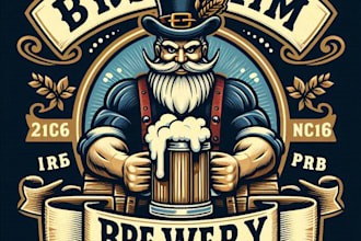 design high quality vintage brewery pub beer logo with t shirt design