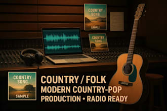 produce and record country, folk modern country pop song radio ready
