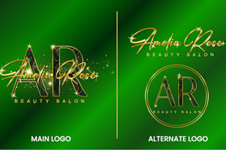 design a glitter logo, stationery kit, and social media kit