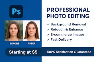 do professional photo editing, retouching, and bg removal