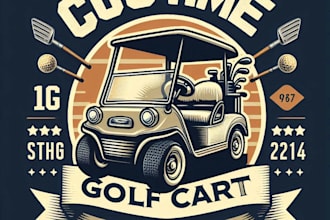 design high quality golf cart mascot logo with t shirt design
