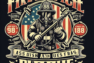 design high quality fire rescue mascot logo with t shirt design