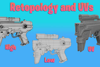 do retopology and uv mapping of your 3d model