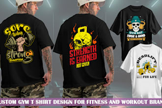 design custom gym t shirt design for fitness and workout brand