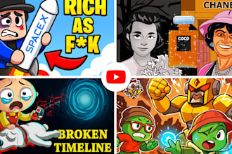 cartoon youtube thumbnail in any art style