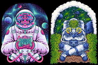 draw cosmic space illustration