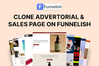 clone advertorial, sales page and checkout page on funnelish