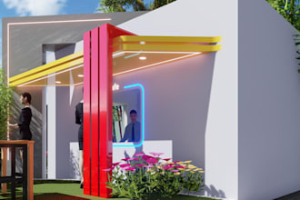 design townhouse, cottage, farmhouse, cabin, home, building, 3d visualisation