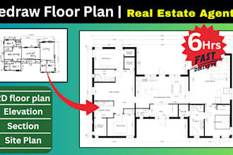 redraw floor plan for real estate agents and realtors