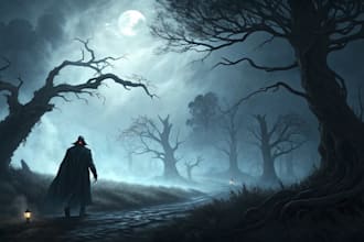 draw evil, fantasy, sad or dark album cover art