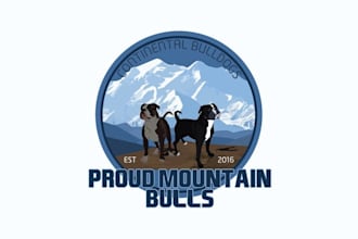 design amazing proud mountain bulls logo