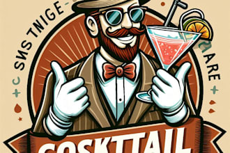 make a cocktail bar mascot logo with t shirt design