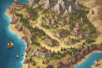 create detailed 2d map illustration for children