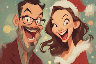 make a christmas caricature, business cartoon holiday
