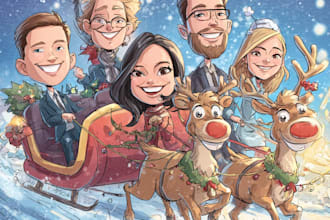 draw awesome cartoon caricature for gift, christmas card