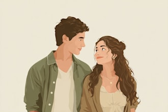 disney family couple cartoon portrait