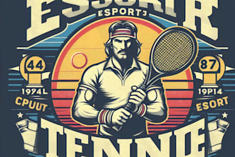 design high quality tennis club mascot logo with t shirt design