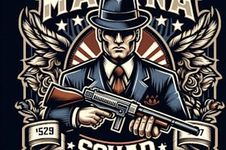 make a  custom mafia squad mascot logo with  t shirt design