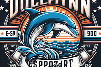 design high quality dolphin mascot logo with t shirt design