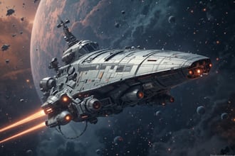 illustrate a sci fi spaceship art