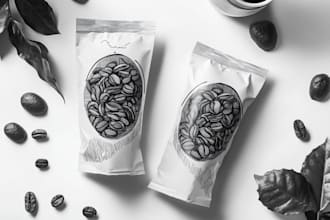 o coffee bag, label, pouch and packaging design