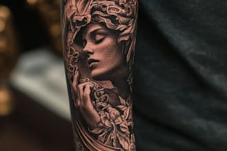 minimalist unique tattoo sketch, sleeve tattoo design