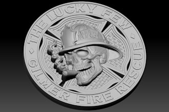 sculpt face, coin, cnc, half 3d models