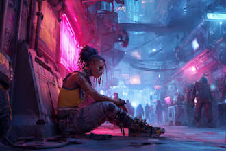 design your character as a futuristic cyberpunk portrait