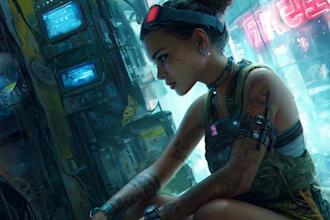 create scifi or cyberpunk character portrait art
