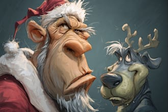make holiday christmas cartoon caricature for real estate