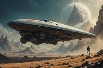 illustrate a sci fi spaceship