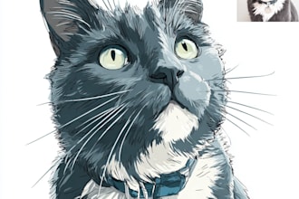 design a pet portrait into cartoon vector