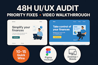 deliver a 48h UI UX audit with mockups, video walkthrough, and quick wins