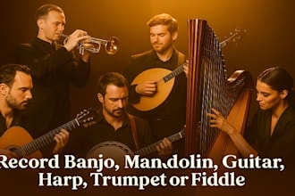 record banjo, mandolin, guitar, harp, trumpet or fiddle for your song